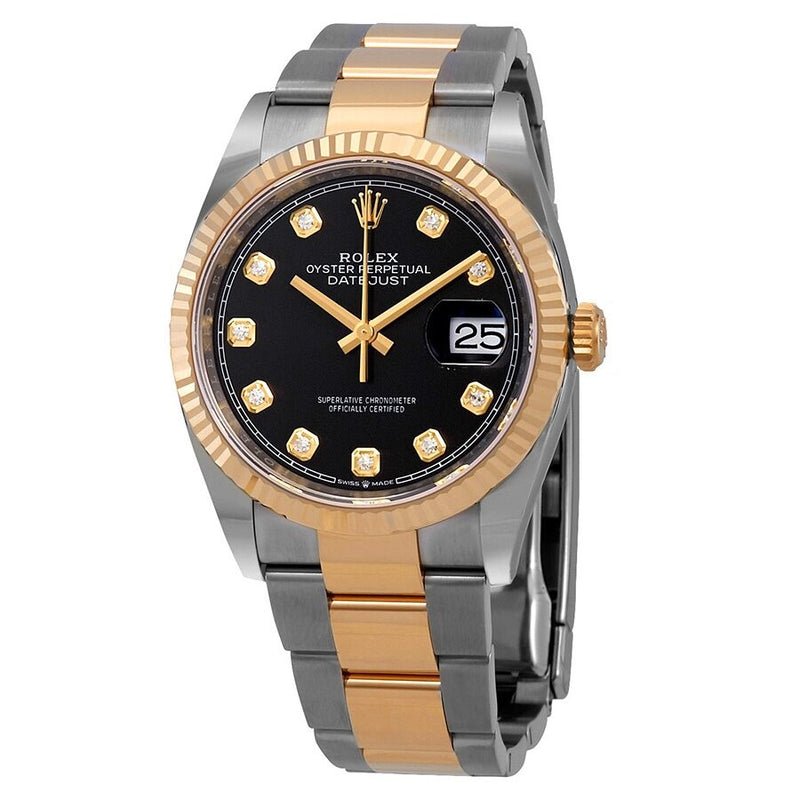 Rolex Datejust 36 Black Diamond Dial Men's Stainless Steel and 18kt Yellow Gold Oyster #126233BKDO - Watches of America