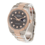 Rolex Datejust 36 Black Diamond Dial Men's Steel and 18k Everose Gold Oyster Watch #126201BKDO - Watches of America #4
