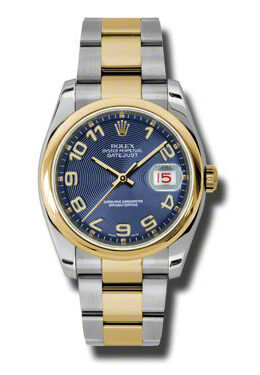 Rolex Datejust 36 Blue Concentric Dial Stainless Steel and 18K Yellow Gold Oyster Bracelet Automatic Men's Watch #116203BLCAO - Watches of America