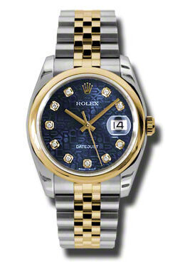 Rolex Datejust 36 Blue Dial Stainless Steel and 18K Yellow Gold Jubilee Bracelet Automatic Men's Watch #116203BLJDJ - Watches of America