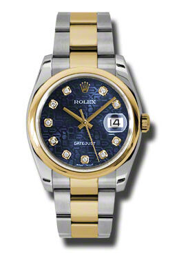 Rolex Datejust 36 Blue Dial Stainless Steel and 18K Yellow Gold Oyster Bracelet Automatic Men's Watch #116203BLJDO - Watches of America