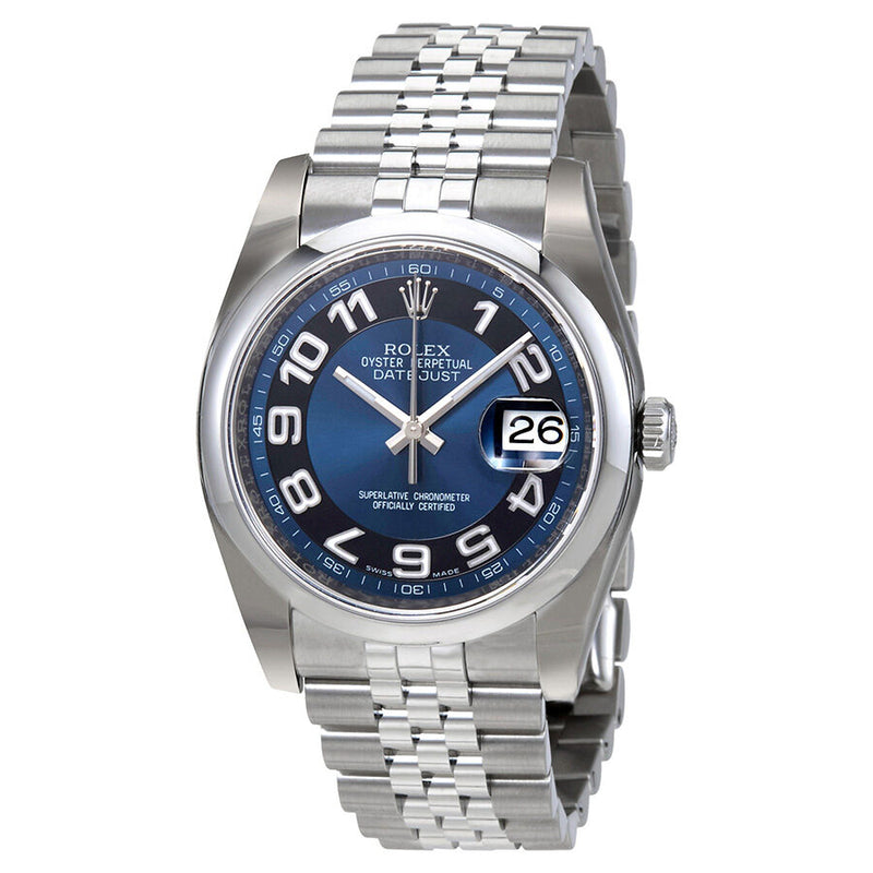 Rolex Datejust 36 Blue with Black Ring Dial Stainless Steel Jubilee Bracelet Automatic Men's Watch #116200BLBKAJ - Watches of America