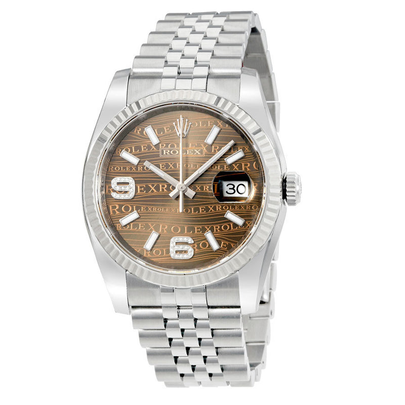 Rolex Datejust 36 Bronze Waves Dial Steel and 18K White Gold Men's Watch #116234BRJADJ - Watches of America