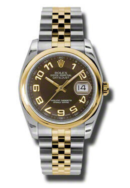 Rolex Datejust 36 Brown Dial Stainless Steel and 18K Yellow Gold Jubilee Bracelet Automatic Men's Watch #116203BRAJ - Watches of America