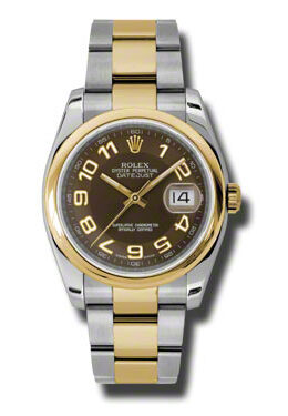 Rolex Datejust 36 Brown Dial Stainless Steel and 18K Yellow Gold Oyster Bracelet Automatic Men's Watch #116203BRAO - Watches of America