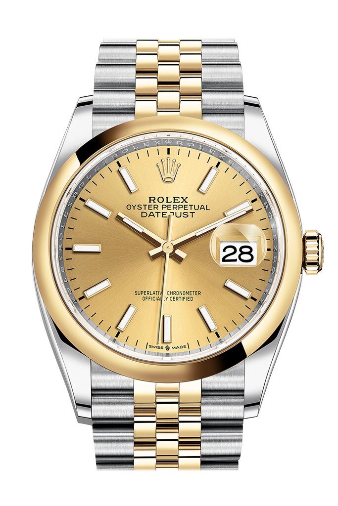 Rolex Datejust 36 Champagne Dial Men's Steel and 18K Yellow Gold Jubilee Watch #126203CSJ - Watches of America
