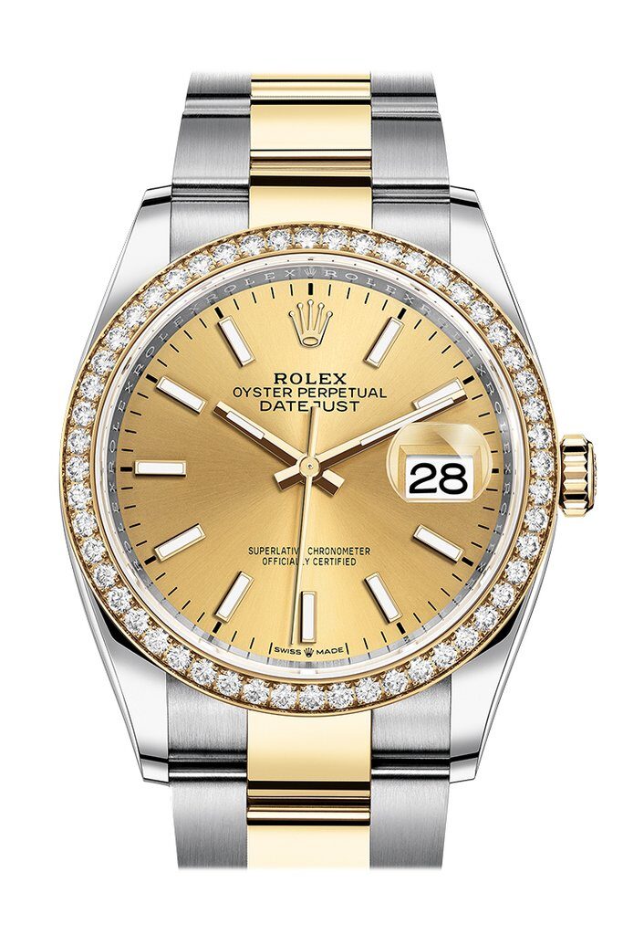 Rolex Datejust 36 Champagne Dial Men's Steel and 18kt Yellow Gold Oyster Watch #126283CSO - Watches of America