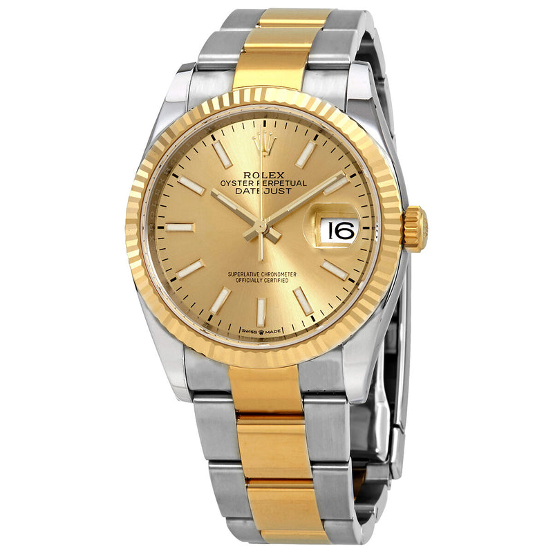 Rolex Datejust 36 Champagne Dial Men's Stainless Steel and 18kt Yellow Gold Oyster Watch #126233CSO - Watches of America
