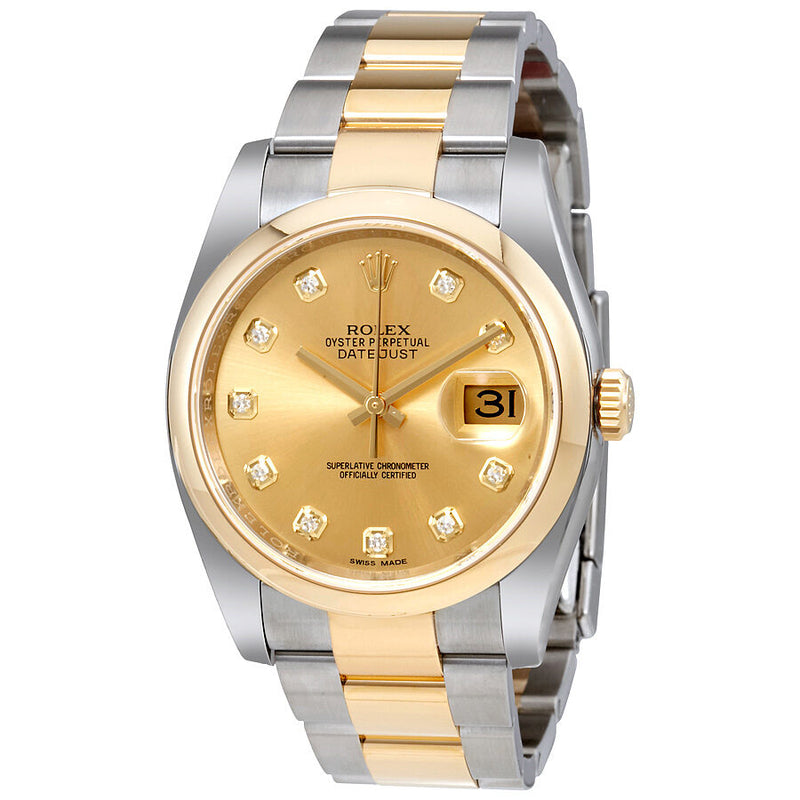 Rolex Datejust 36 Champagne Dial Stainless Steel and 18K Yellow Gold Oyster Bracelet Automatic Men's Watch #116203CDO - Watches of America