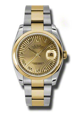 Rolex Datejust 36 Champagne Dial Stainless Steel and 18K Yellow Gold Oyster Bracelet Automatic Men's Watch #116203CSBRO - Watches of America