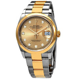 Rolex Datejust 36 Champagne Diamond Dial Men's Steel and 18k Yellow Gold Oyster Watch #126203CDO - Watches of America