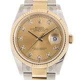 Rolex Datejust 36 Champagne Diamond Dial Men's Steel and 18kt Yellow Gold Oyster Watch #126233CDO - Watches of America #2