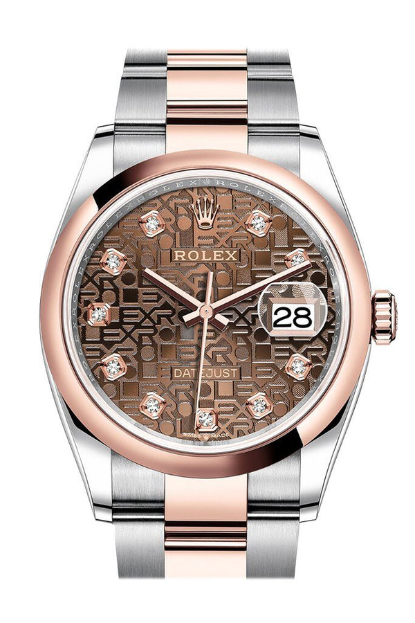 Rolex Datejust 36 Chocolate Jubilee Dial Men's Steel and 18k Everose Gold Oyster Watch #126201CHJDO - Watches of America