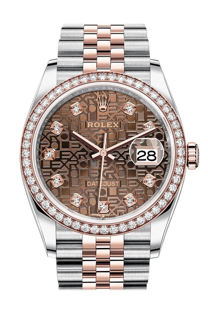 Rolex Datejust 36 Chocolate Jubilee Diamond Dial Men's Steel and 18k Everose Gold Jubilee Watch #126281CHJDJ - Watches of America