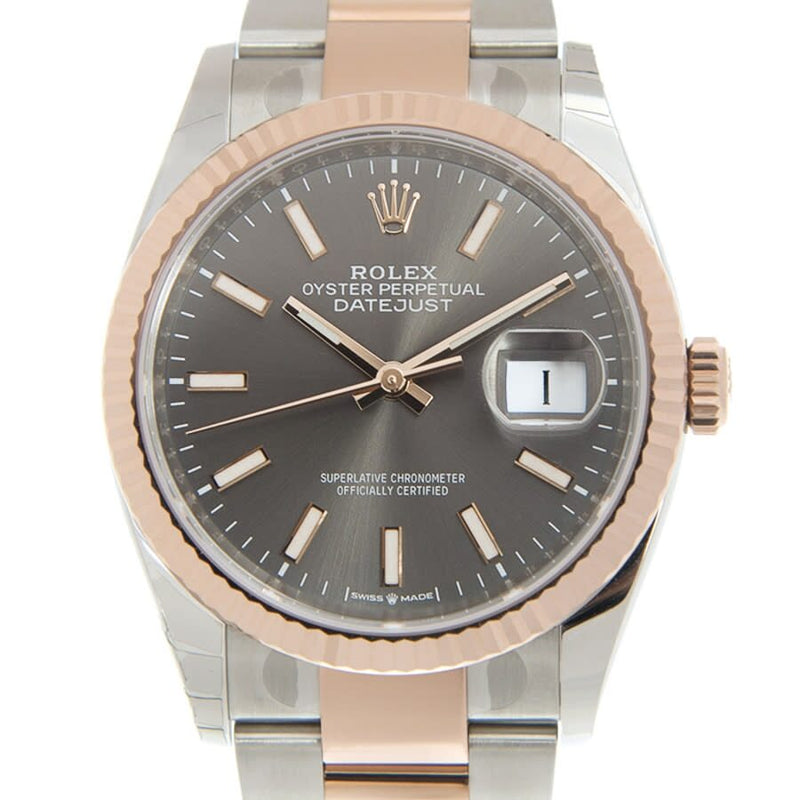 Rolex Datejust 36 Dark Rhodium Dial Automatic Men's Steel and 18k Everose Gold Oyster Watch #126231DRSO - Watches of America