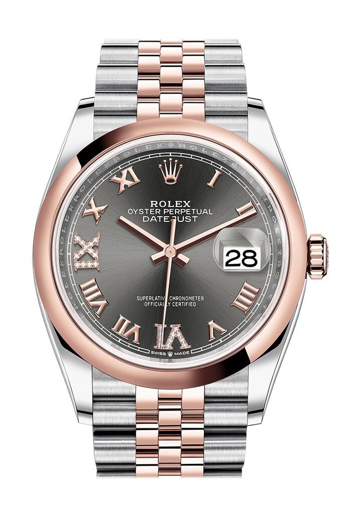 Rolex Datejust 36 Dark Rhodium Dial Men's Steel and 18k Everose Gold Jubilee Watch #126201DRRDJ - Watches of America