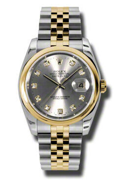 Rolex Datejust 36 Grey Dial Stainless Steel and 18K Yellow Gold Jubilee Bracelet Automatic Men's Watch #116203GYDJ - Watches of America