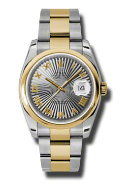 Rolex Datejust 36 Grey Dial Stainless Steel and 18K Yellow Gold Oyster Bracelet Automatic Men's Watch #116203GSBRO - Watches of America