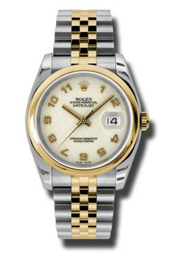 Rolex Datejust 36 Ivory Dial Stainless Steel and 18K Yellow Gold Jubilee Bracelet Automatic Men's Watch #116203IJAJ - Watches of America