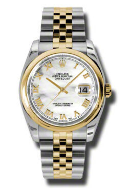 Rolex Datejust 36 Mother of Pearl Dial Stainless Steel and 18K Yellow Gold Jubilee Bracelet Automatic Men's Watch #116203MRJ - Watches of America