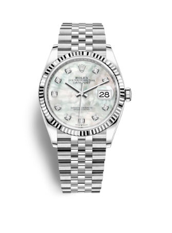 Rolex Datejust 36 Mother of Pearl Diamond Dial Ladies Jubilee Watch #126234MDJ - Watches of America