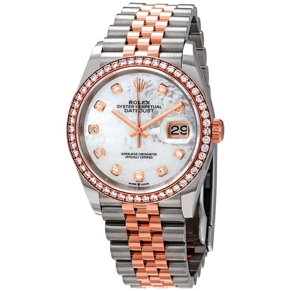 Rolex Datejust 36 Mother of Pearl Diamond Dial Steel and 18k Everose Gold Jubilee Watch 126281MDO#126281MDJ - Watches of America