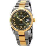 Rolex Datejust 36 Olive Green Diamond Dial Men's Stainless Steel and 18kt Yellow Gold Oyster Watch #126233GNRDO - Watches of America