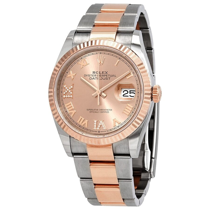 Rolex Datejust 36 Pink Diamond Dial Men's Steel and 18kt Everose Gold Oyster Watch #126231PKRDO - Watches of America