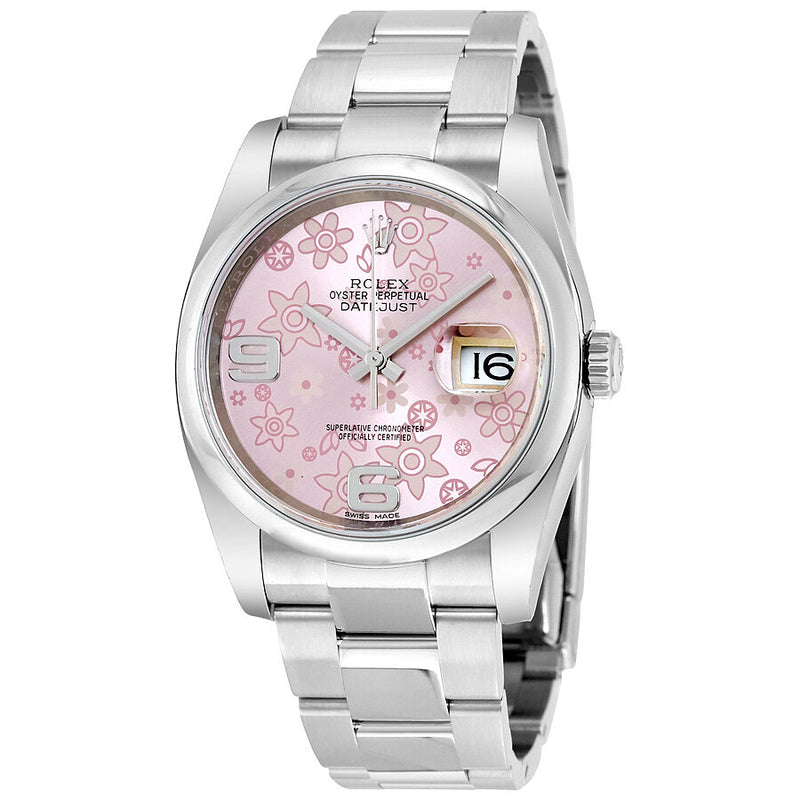 Rolex Datejust 36 Pink floral Dial Stainless Steel Oyster Bracelet Automatic Unisex Watch #116200PFAO - Watches of America