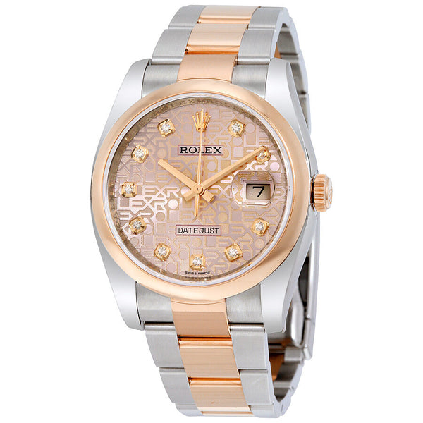 Rolex Datejust 36 Pink Jubilee Diamond Dial Steel and 18K Everose Gold Oyster Men's Watch #116201PJDO - Watches of America