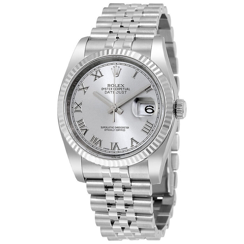 Rolex Datejust 36 Rhodium Dial Steel and 18K White Gold Men's Watch #116234RRJ - Watches of America