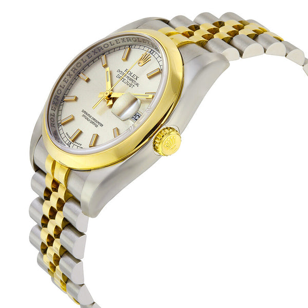 Rolex Datejust 36 Silver Dial Stainless Steel and 18K Yellow Gold Jubilee Bracelet Automatic Men's Watch #116203SSJ - Watches of America #2