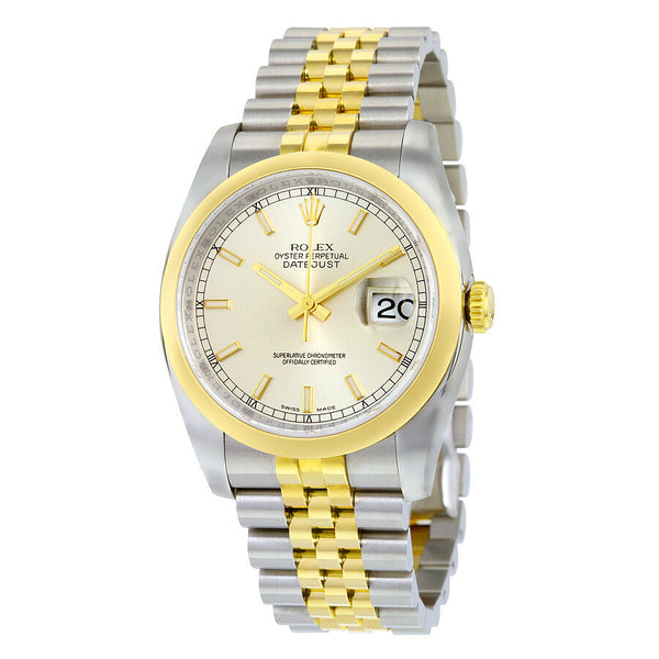 Rolex Datejust 36 Silver Dial Stainless Steel and 18K Yellow Gold Jubilee Bracelet Automatic Men's Watch #116203SSJ - Watches of America