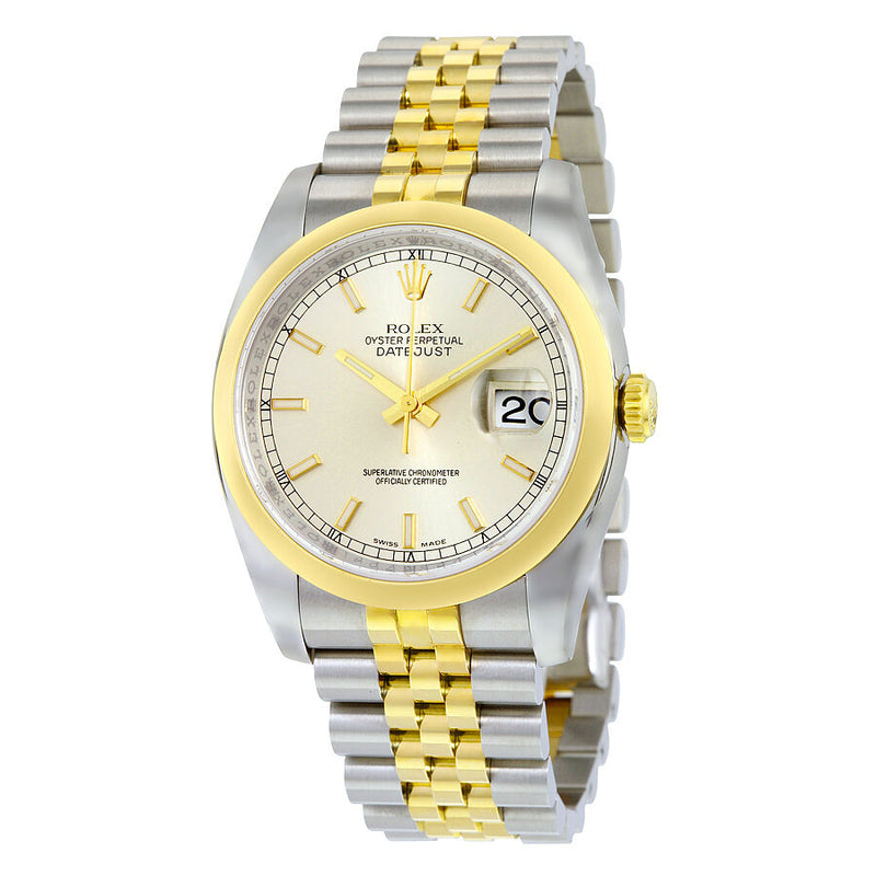 Rolex Datejust 36 Silver Dial Stainless Steel and 18K Yellow Gold Jubilee Bracelet Automatic Men's Watch #116203SSJ - Watches of America