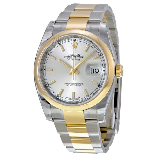 Rolex Datejust 36 Silver Dial Stainless Steel and 18K Yellow Gold Oyster Bracelet Automatic Men's Watch #116203SSO - Watches of America