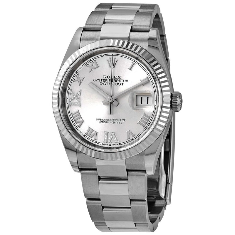 Rolex Datejust 36 Silver Diamond Dial Automatic Ladies Oyster Watch #126234SRDO - Watches of America