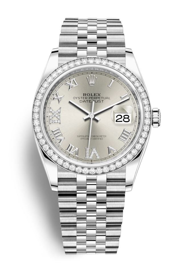 Rolex Datejust 36 Silver Diamond Dial Automatic Unisex Jubilee Watch #126284SRDJ - Watches of America