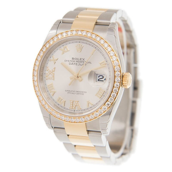 Rolex Datejust 36 Silver Diamond Dial Men's Steel and 18kt Yellow Gold Oyster Watch #126283SRDO - Watches of America #2