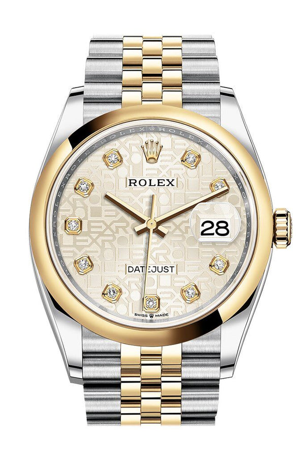 Rolex Datejust 36 Silver Jubilee Dial Automatic Men's Steel and 18k Yellow Gold Jubilee Watch #126203SJDJ - Watches of America