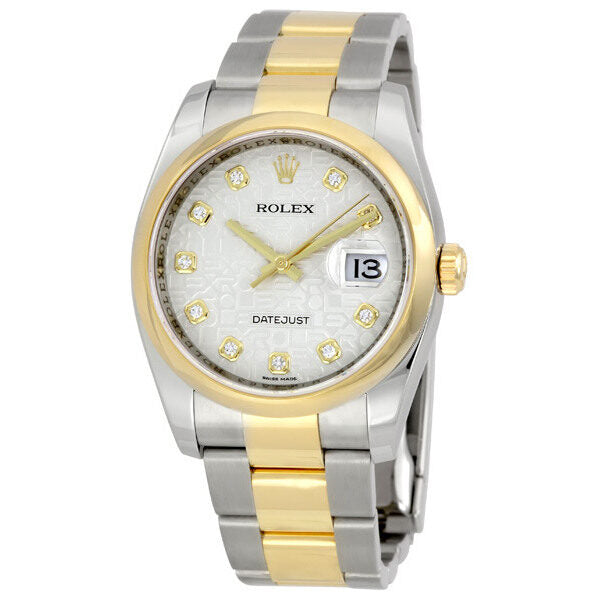 Rolex Datejust 36 Silver Dial Dial Stainless Steel and 18K Yellow Gold Oyster Bracelet Automatic Men's Watch #116203SJDO - Watches of America