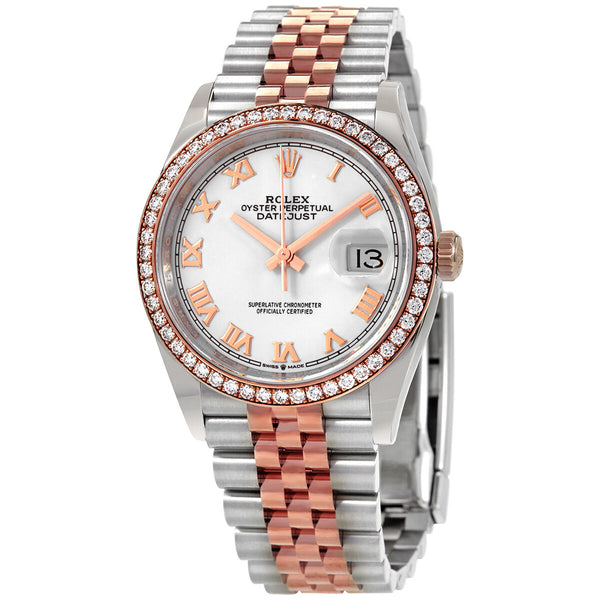 Rolex Datejust 36 White Dial Automatic Ladies Steel and 18k Everose Gold Jubilee Watch #126281WRJ - Watches of America