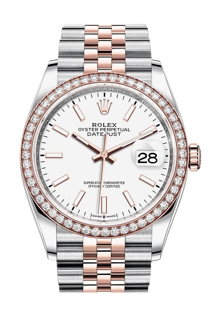 Rolex Datejust 36 White Dial Automatic Men's Steel and 18k Everose Gold Jubilee Watch #126281WSJ - Watches of America