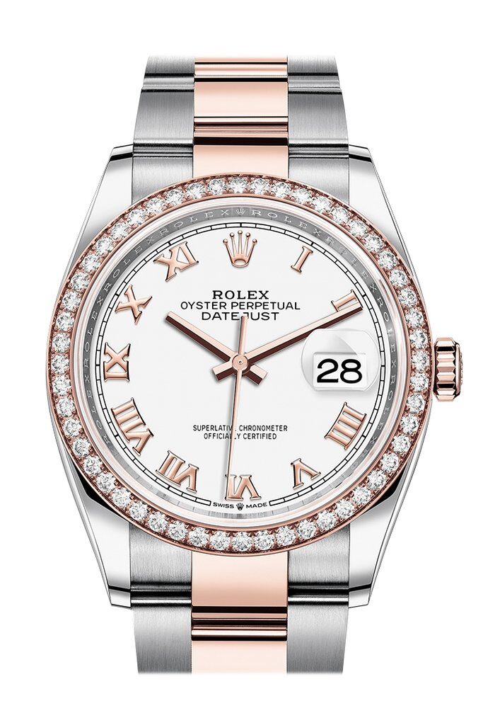 Rolex Datejust 36 White Dial Automatic Men's Steel and 18k Everose Gold Watch #126281WRO - Watches of America