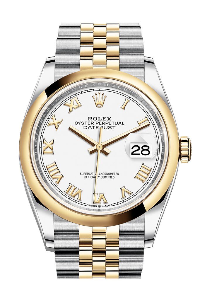 Rolex Datejust 36 White Dial Automatic Men's Steel and 18k Yellow Gold Jubilee Watch #126203WRJ - Watches of America
