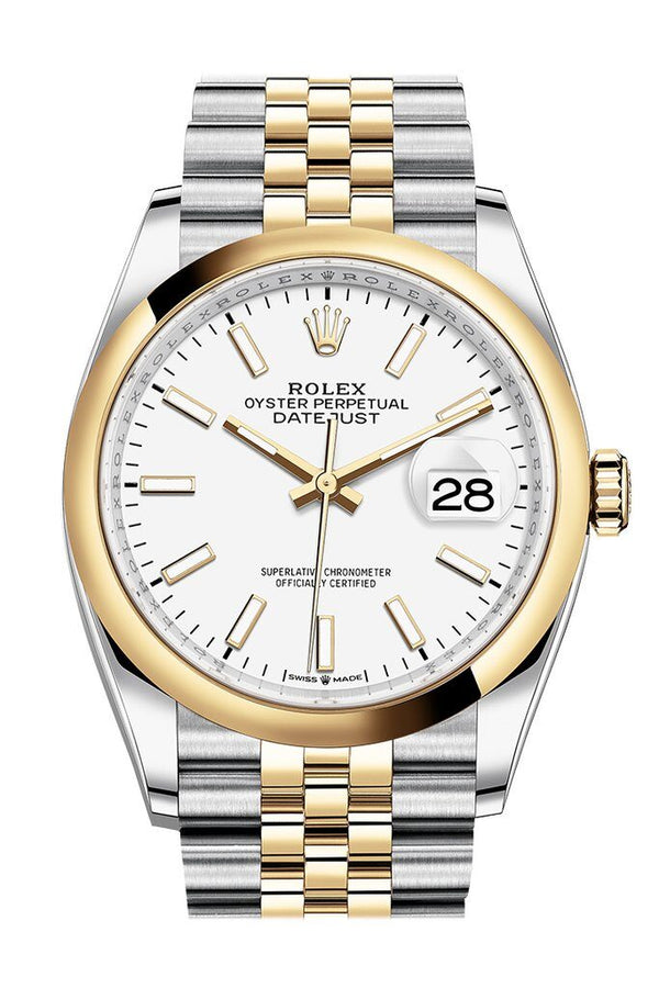 Rolex Datejust 36 White Dial Automatic Men's Steel and 18k Yellow Gold Jubilee Watch #126203WSJ - Watches of America