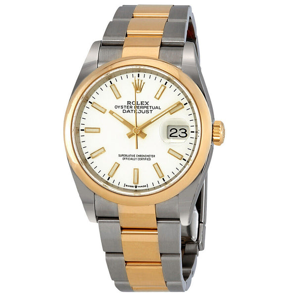 Rolex Datejust 36 White Dial Automatic Men's Steel and 18k Yellow Gold Oyster Watch #126203WSO - Watches of America