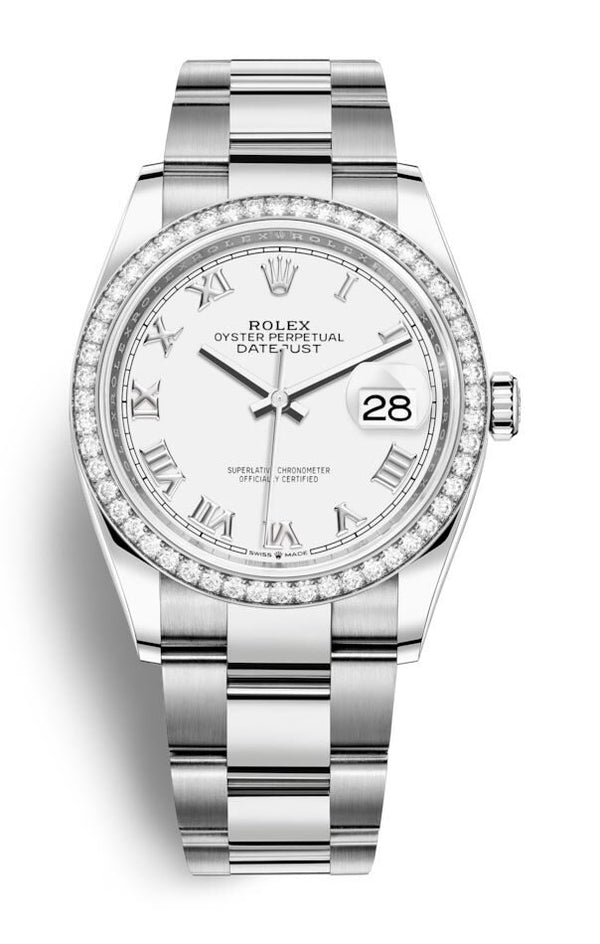 Rolex Datejust 36 White Dial Automatic Unisex Oyster Watch #126284WRO - Watches of America