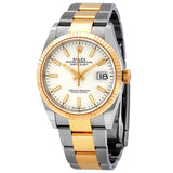 Rolex Datejust 36 White Dial Men's Stainless Steel and 18kt Yellow Gold Oyster Watch #126233WSO - Watches of America