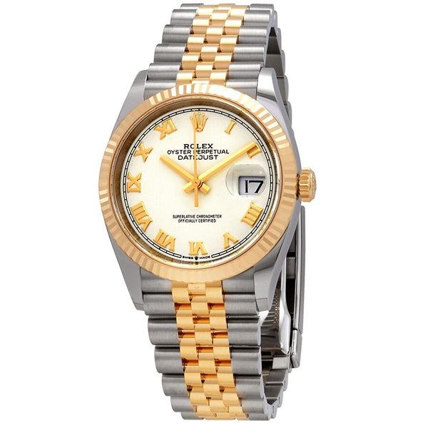 Rolex Datejust 36 White Dial Men's Stainless Steel and 18kt Yellow Gold Jubilee Watch #126233WRJ - Watches of America