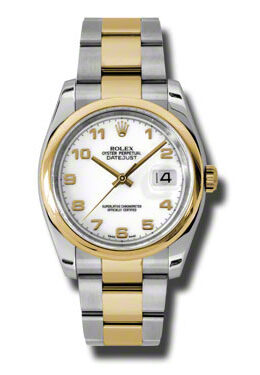 Rolex Datejust 36 White Dial Stainless Steel and 18K Yellow Gold Oyster Bracelet Automatic Men's Watch #116203WAO - Watches of America